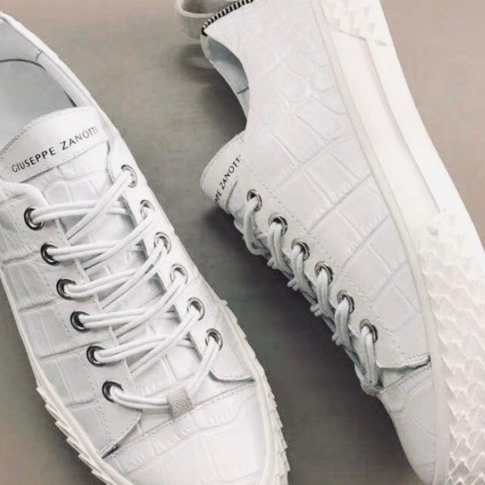 giuseppe zanotti BNIB white croc leather sneakers